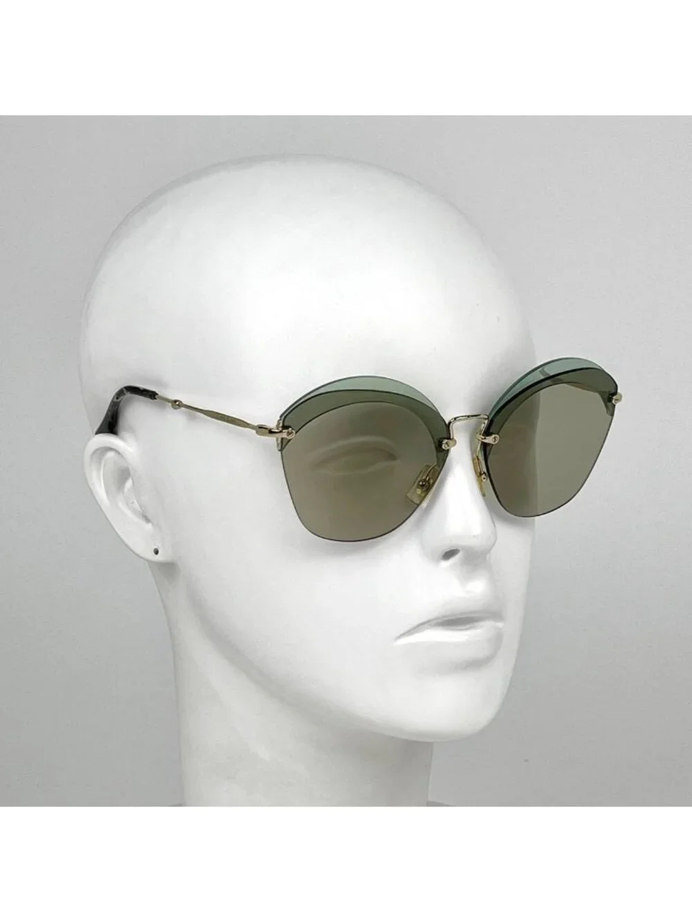 Miu Miu Sunglasses Metal Acetate Gold Brown Eyewear